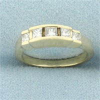 5-Stone Princess Cut Diamond Wedding Band Ring in