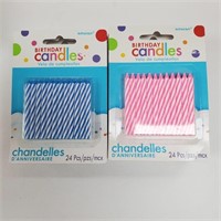 Birthday Candles, 24pc's x5 Blue & x5 Pink