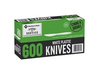 New 600Ct. White Plastic Knives