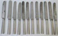 Set twelve large sterling silver dinner knives