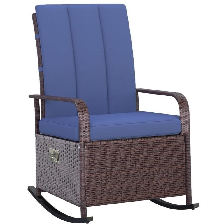 New $150 Outsunny Rattan Rocking Chair, Blue