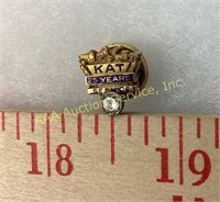 10k gold & diamond KAT 25 years service pin.