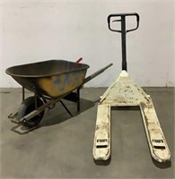 Wheelbarrow & Non-Working Pallet Jack