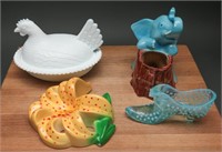 Chalkware Lily, Art Glass, HON, Fenton Shoe (4)