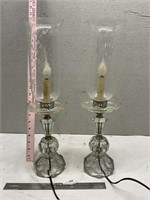 Vintage Etched Glass Table Lamps has a crack