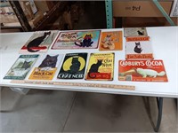 Cat themed vintage wall signs. Largest 17.5x12.