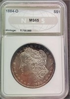 1884-O Slab Morgan Silver Dollar NGS MS65