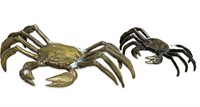 (2) Vintage Bronze Chinese Crab Sculptures