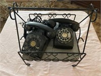 2 vintage rotary telephones