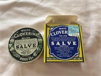 Old White Cloverine Salve containers