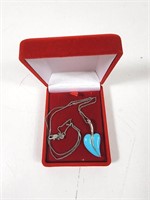 COLLECT 750 Silver Plated Blue Leaf Necklace
