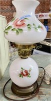 HAND PAINTED MILK GLASS LAMP