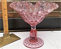 Pink Fenton glass compote