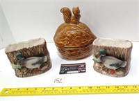 Enesco Ducks & Ceramic Squirrel