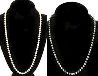 14K Gold Clasps Black & White Pearl Necklaces, 2