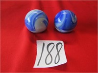 2- BLUE SWIRL MARBLE GEAR SHIFT KNOBS