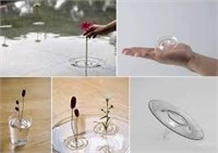NEW- 4 Pcs Clear Glass Floating Flower Rings Vases
