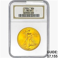 1924 $20 Gold Double Eagle NGC MS65