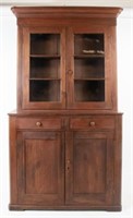 19th C. American Two-Piece Walnut Cupboard