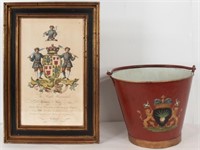 Scottish Painted Metal Bucket, Coat of Arms Litho