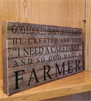 Wooden farmer sign