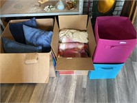 Pillows Linens and Storage Cubes Lot (back house)