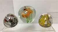 (3) Art glass paper weights