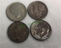 4 us dimes, 1957, 1942,1944, 1976 , (793)