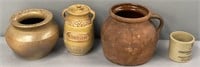 Country Pottery Lot incl Redware Apple Buttery