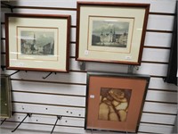 Three framed pieces including two