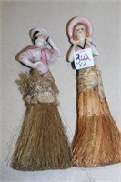 2 Porcelains Figural Whisk Brooms