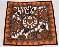 Hermes, "L'Or des Chefs" Silk Scarf in Orange