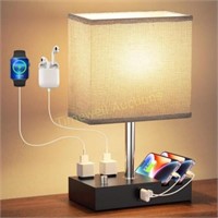 Dimmable Nightstand Lamp with USB C Ports  2 pack