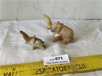 Small Agate Alabaster Elephants Carved Figures