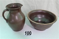 Heavy Stoneware Bowl & Pitcher(R1)