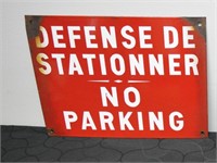 DEFENCE DE STATIONNER NO PARKING PORCELAIN SIGN