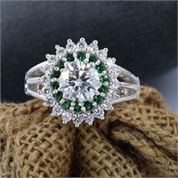 APPR $2100 Moissanite Ring 1.75 Ct 925 Silver