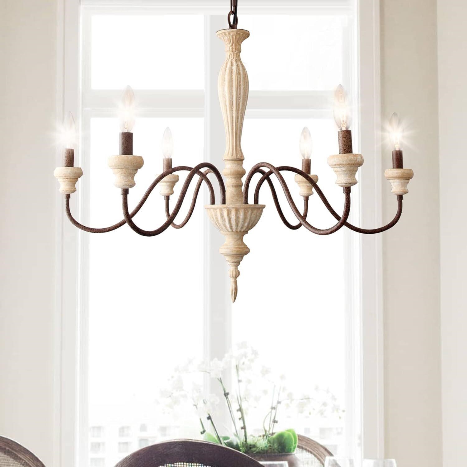 6-Light French Country Chandelier  28in Wide