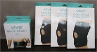 Box 3 New Vive Knee Braces, Vive Back Brace