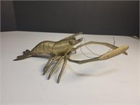 Large Brass Vintage Crawfish Shrimp Lobster P