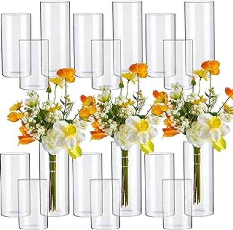 Amyhill 18 Pcs Clear Glass Cylinder Vases For