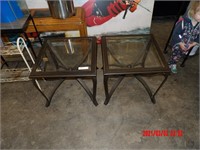 2 END TABLES - GLASS TOP 1 HAS A SMALL CHIP