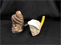 (2) Figural Form Carved Pipes