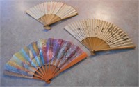 3 VINTAGE FANS - ASIAN & FRENCH