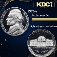 Proof 1976-s Jefferson Nickel 5c Grades GEM++ Proo