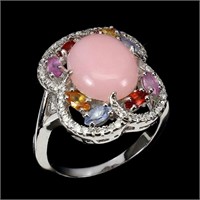 Natural Ethiopian Pink Opal Sapphire White Topaz R