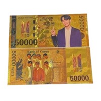 24k Plated $50k Bts Kpop Idol Novelty Note