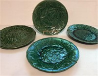 Green Glazed 9"  Round Plate Collection