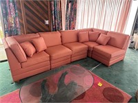 Custom made Italian Pink Leather Sectional Couch