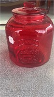Red Glass Peanut Jar